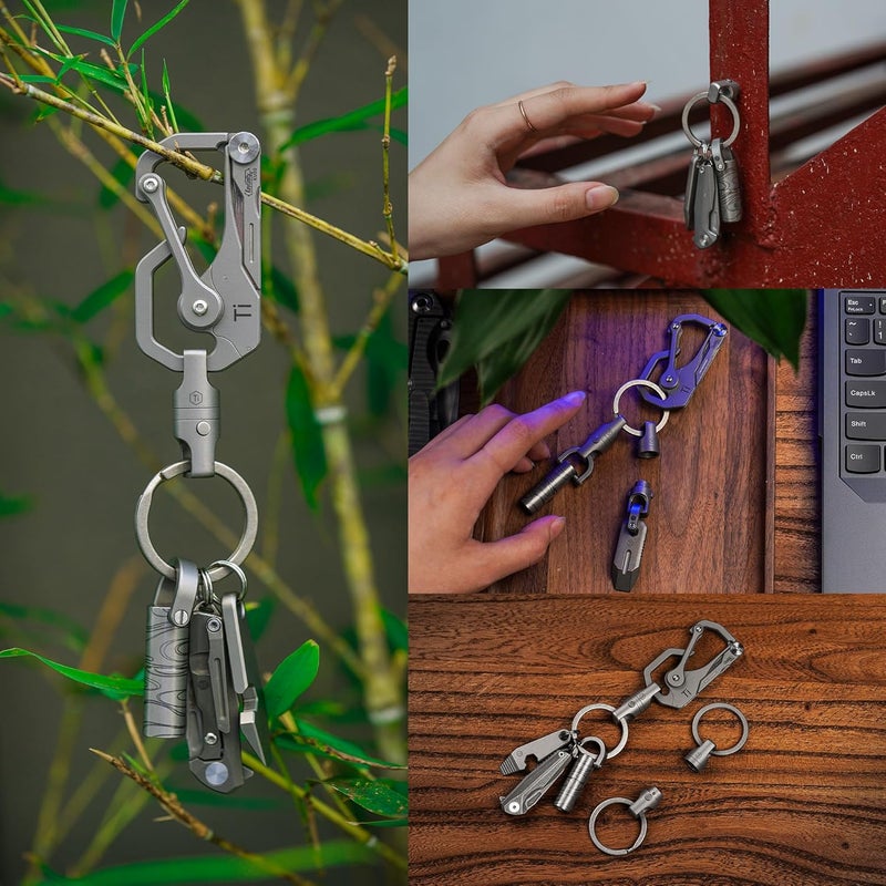 KeyUnity حلقة مفاتيح تيتانيوم KA45 سريعة الإطلاق، حلقة مفاتيح مغناطيسية لمفاتيح السيارة - قابلة للدوران 360° - Image 5